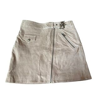 Women's Blank NYC Brown Suede Leather Motocross Skirt Size 26.
